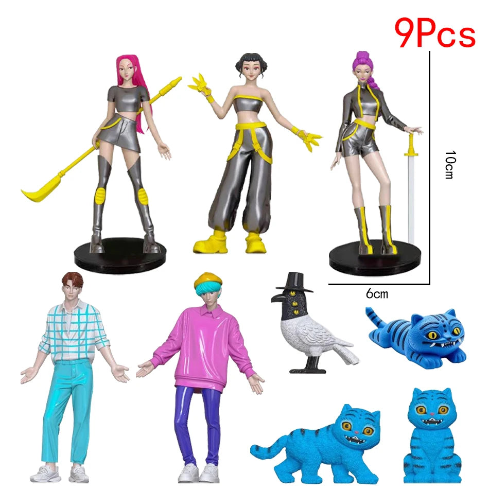 5-18pcs/Set Kpop Demon Hunters Action Figure Toy Derpys Tiger Rumi Mira Zoey Sussy Figurine Doll For Fans Gift Birthday Gifts