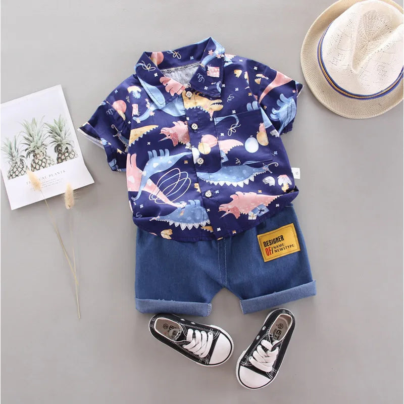 New Summer Baby Boys Clothes Suit Children Cartoon Shirt Shorts 2Pcs/Sets Infant Outfits Toddler Casual Costume Kids Tracksuits