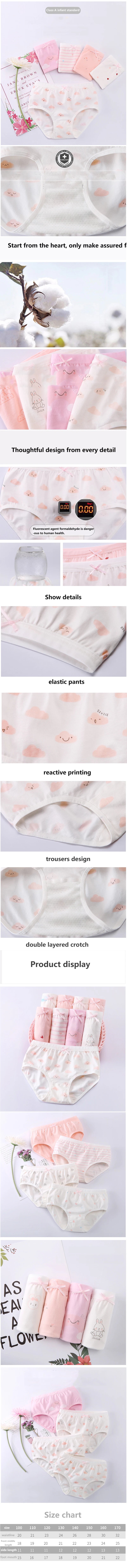 4 Pcs/Lot Girls Underwear Soft Cotton Panties Girls Teens Underpants Baby Girl Kids Children's Triangle Shorts 3-16 Years Old