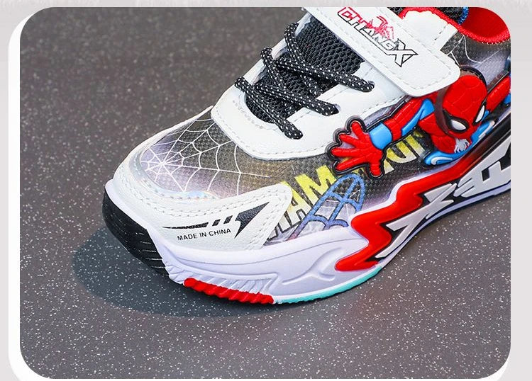 Kids'Casual Shoes Mesh Spider-Man Spring Shoes For Boys Flat Outdoor Basketball Anti-slip Breathable Blue Red Shoes Size 27-38