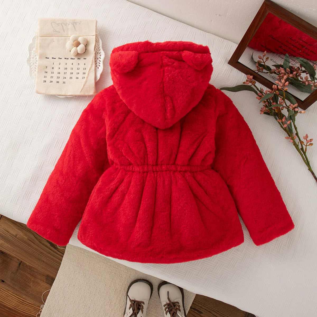 Winter New Solid Color Long Sleeved Baby Girl Coat, Thick And Warm Children'S Clothing Suitable For Babies Of 90-140 Height