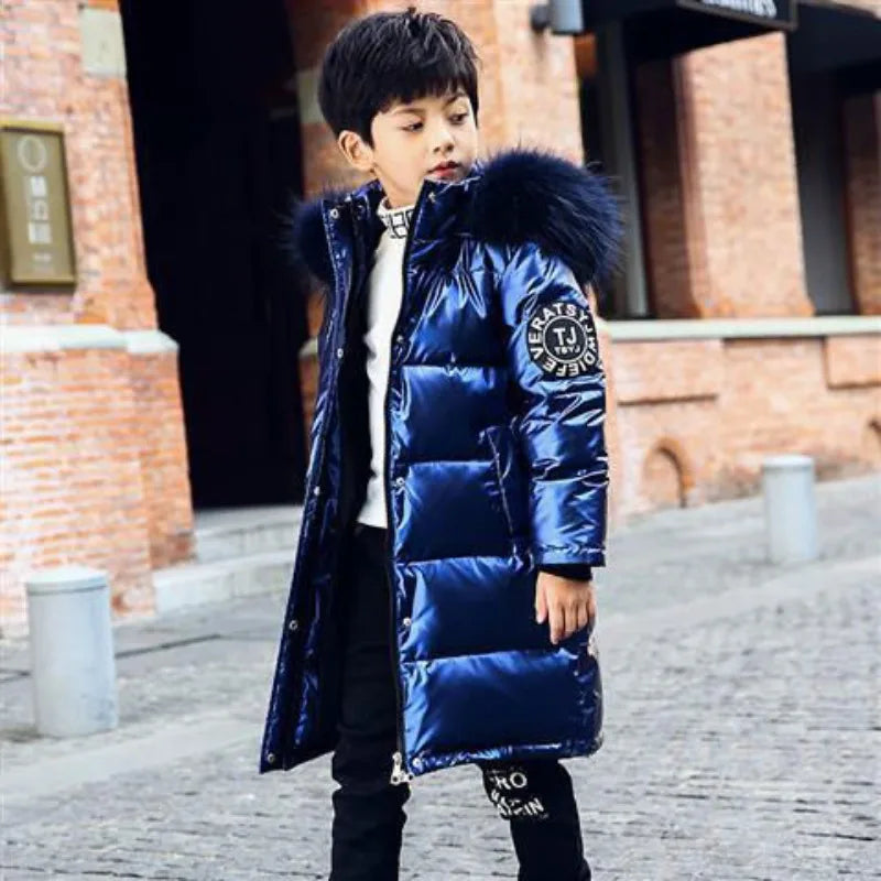 2025 New Boys Girls Cotton-Padded Coat Winter Outerwear Stylish Mid-Length Toddler Big Kids Winter Jacket
