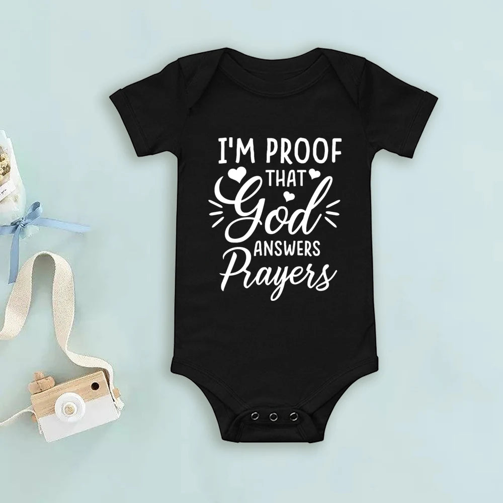 Proof That God Answers Prayers Baby Bodysuit Little Answered Prayer Romper Baby Announcement Bodysuits Newbron Shower Gift