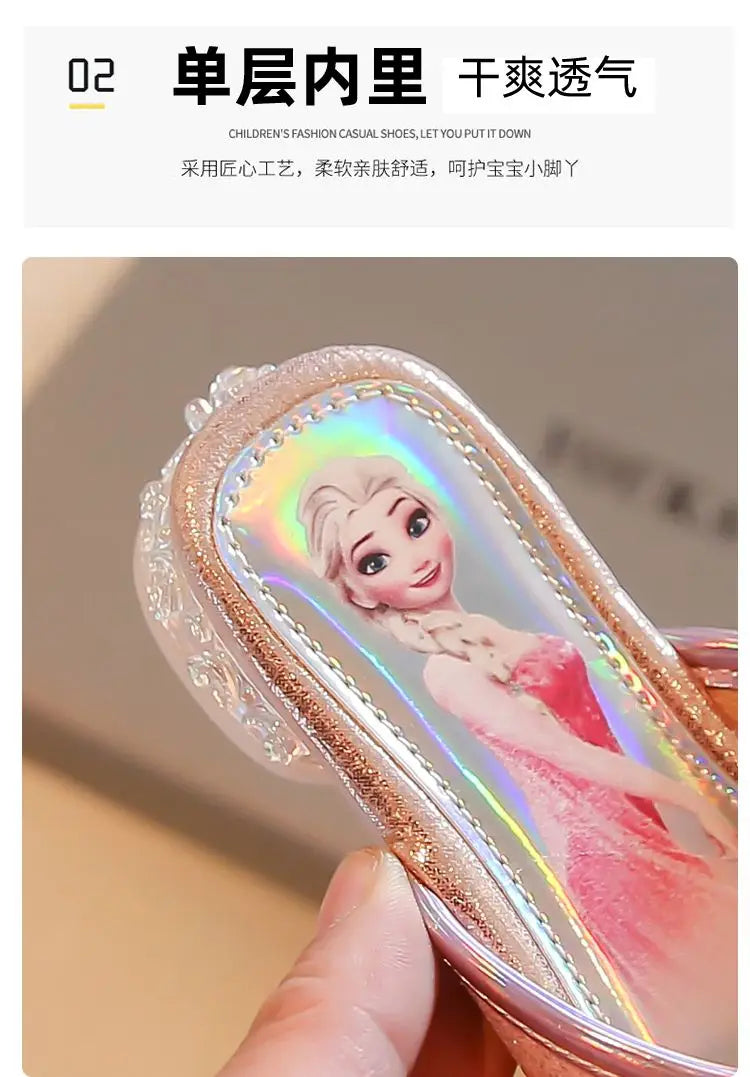 Disney Frozen Elsa Shoes For Girls Children Cartoon Princess Flats Kids Beach Home Shoes Inside Outside Slippers Size 26-36