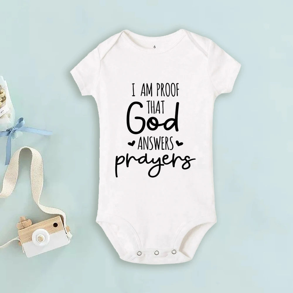 Proof That God Answers Prayers Baby Bodysuit Little Answered Prayer Romper Baby Announcement Bodysuits Newbron Shower Gift