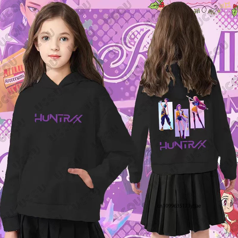 New KPop Demon Hunters Print Cotton Hoodies For Children Autumn Winter Long Sleeve Sweatshirt Casual Pullover Kids/Adult Tops