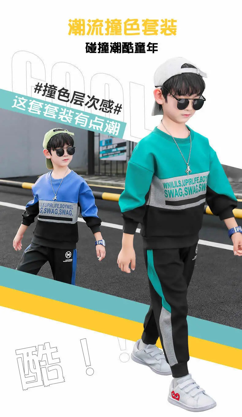 2024 Boys Clothes Set striped Sweatshirt tops + Sport Pants Tracksuits winter Autumn Kids Suit Children 5 7 8 9 10 11 12 13Year