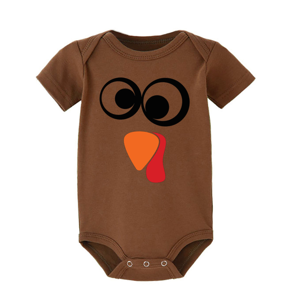 Thanksgiving Turkey Face Baby Bodysuit Boys Girls Cute Clothes Toddler Romper Baby Short Sleeve Jumpsuit Thanksgiving Outfits