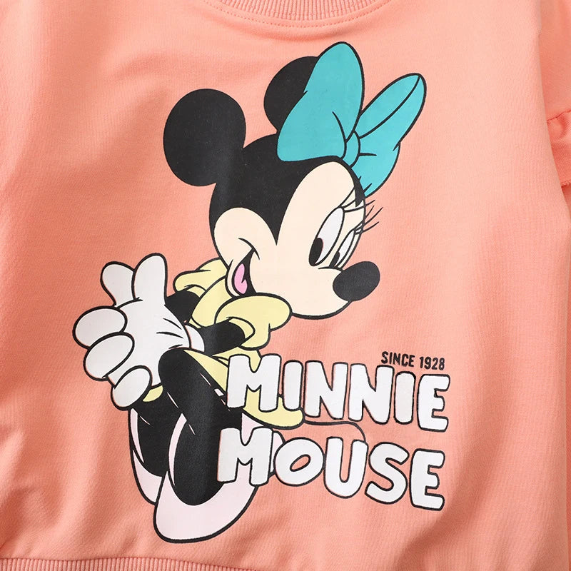 Spring Autumn Baby Girls Cartoon Minnie Mouse Cotton Sweatshirts Children Kids Long Sleeve Pullover Tops Tees Clothes 2-7 Years