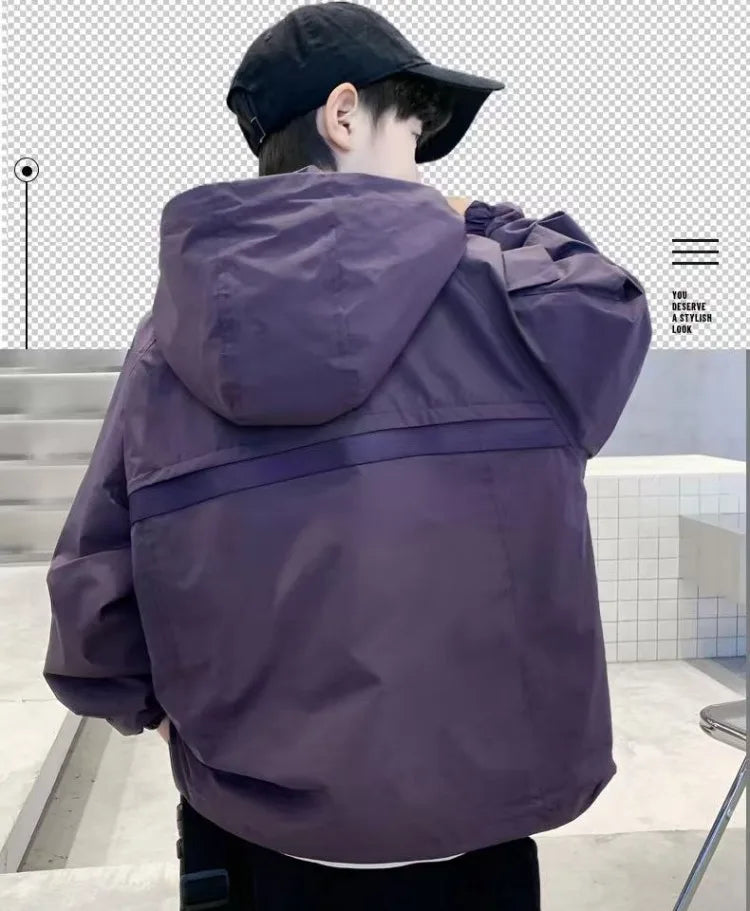 2025 New Boys Windbreaker Jacket Spring Autumn Waterproof Windproof Youth Unisex Stylish Outdoor Jacket for Kids