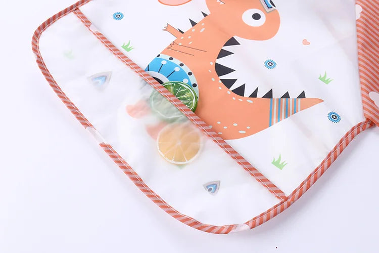 PANGDUBE Waterproof Art Smock Long Sleeve Coverall with Pocket Toddler Painting Apron Baby Feeding Bib for Boys Girls Bib