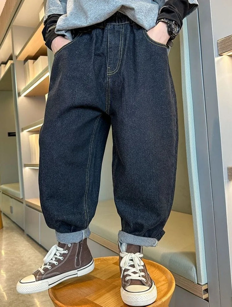 2025 New Boys' Denim Jeans 2025 Trendy Tween Boys Casual Long Pants Boys' Relaxed Fit Jeans Hot Sale