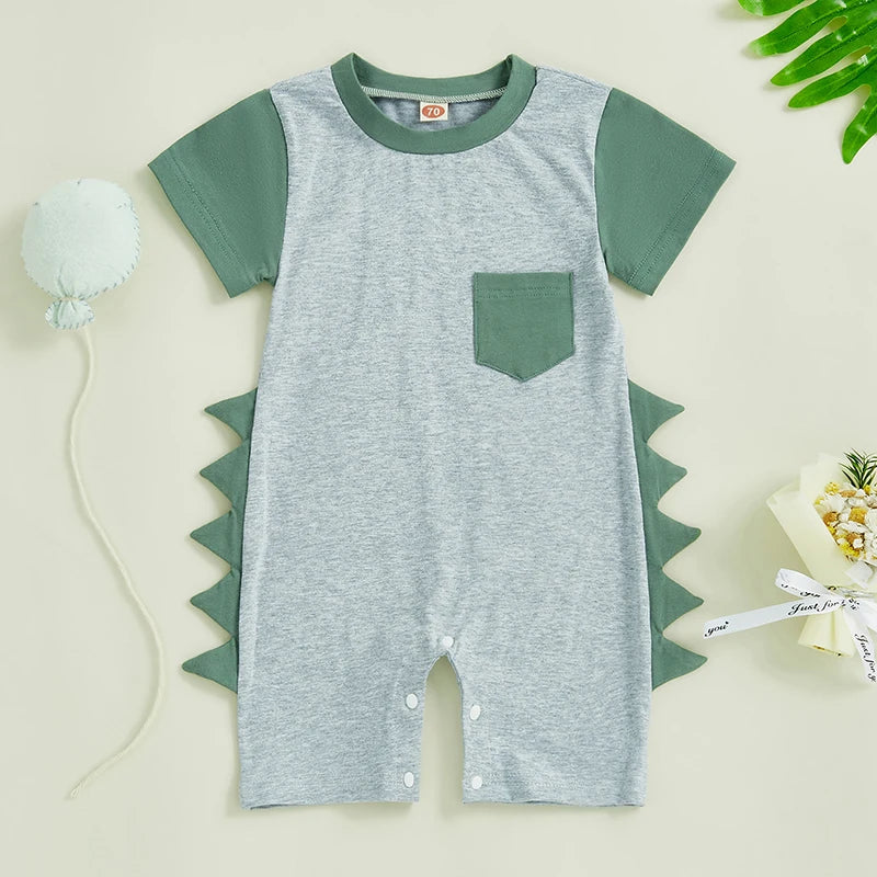 Infant Boy Cotton Romper Short Sleeve Round Neck Striped Jumpsuit Toddler Playsuit Summer Outfit for Newborns