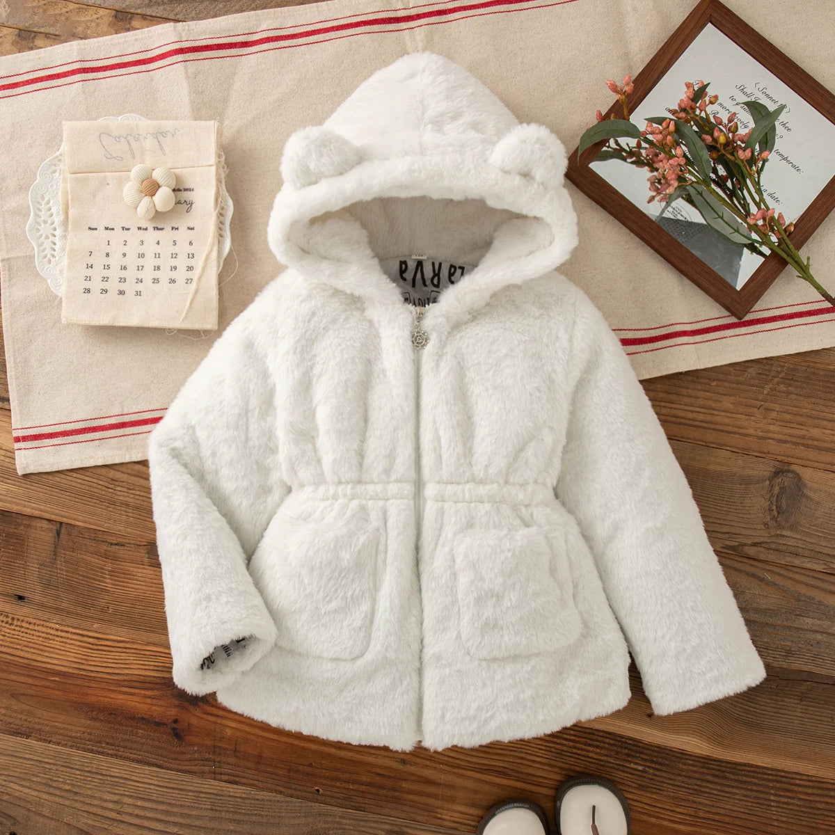 Winter New Solid Color Long Sleeved Baby Girl Coat, Thick And Warm Children'S Clothing Suitable For Babies Of 90-140 Height