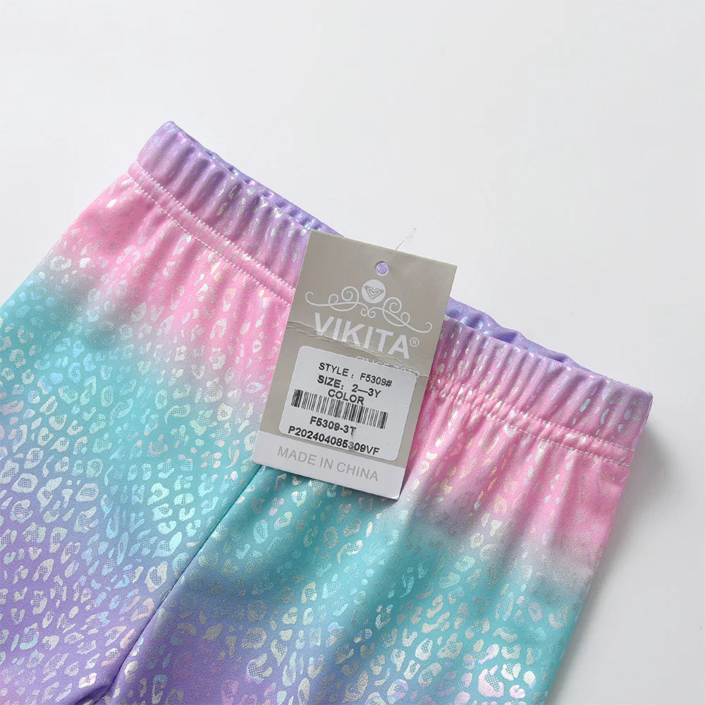 VIKITA Kids Rainbow Colorful Pants Girls Striped Skinny Pencil Pants Toddlers Casual Daily Fashion Trousers Children Clothing