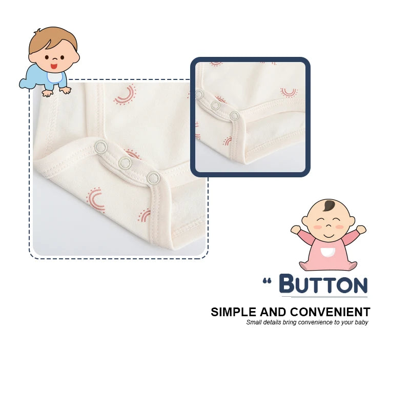 Kiddiezoom Summer 5 Piece Fashion Cartoon Boys and Girls Bodysuits 100% Cotton Soft Newborn Bodysuit Set