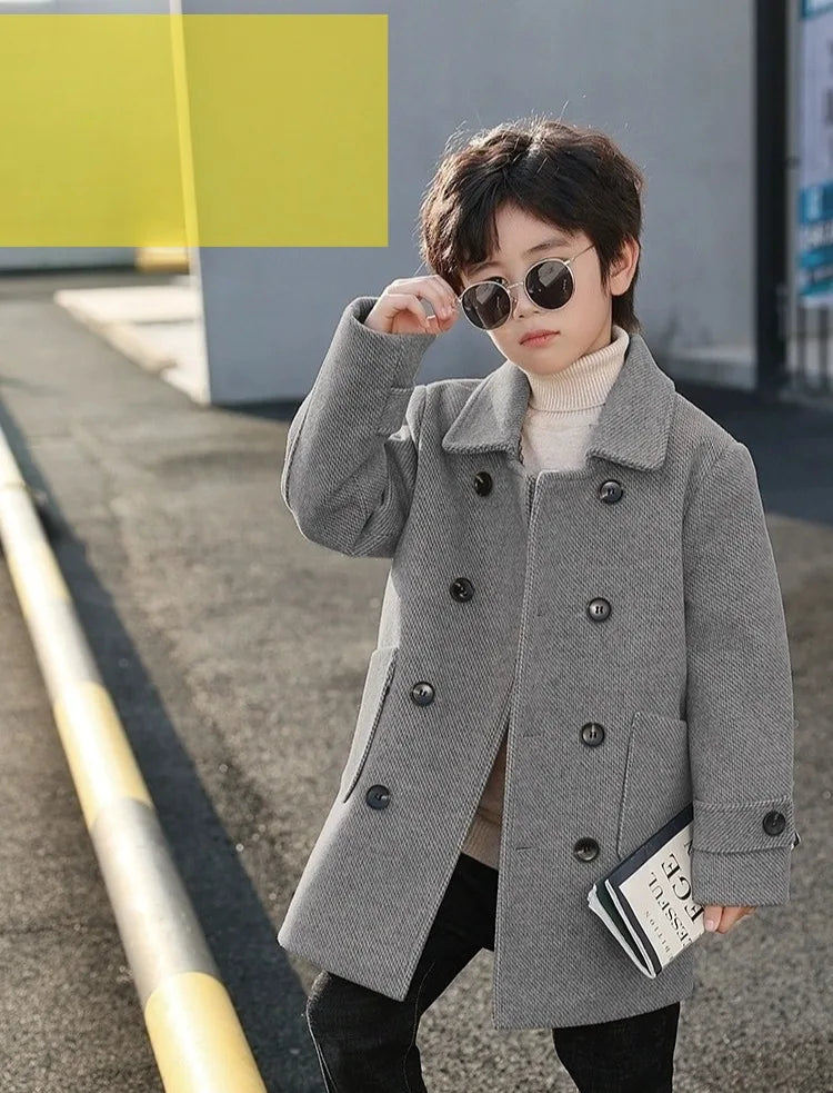 2025 Autumn Winter Kids Korean Style Plus Size Warm Thickened Wool Coat Windbreaker Stylish Outdoor Jacket