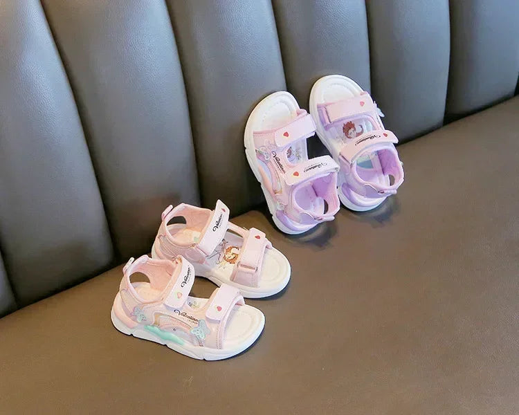 Girls Sandals Gladiator Cartoon Sweet Soft Children Beach Shoes Kids Summer Floral Sandals Princess Shoes Fashion Cute