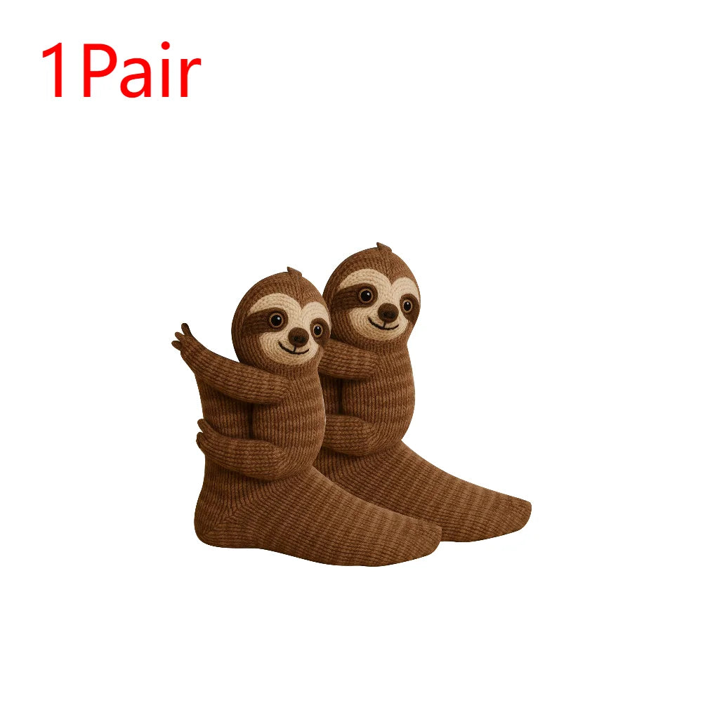 1-3 Pair 3D Knitted Animal Socks Warm Thick  Breathable Middle Tube Socks Cute Floor Socks Christmas Gift For Kids Adults ﻿