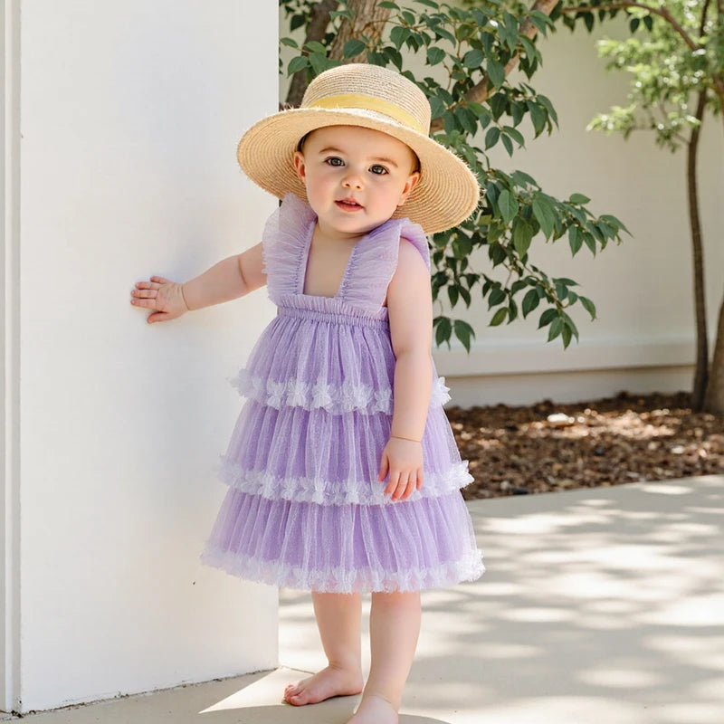 Girls Floral Print Ruffle Sleeve Dress Toddler Kids Summer Princess Dress Casual Fashion Party Dress for Girls