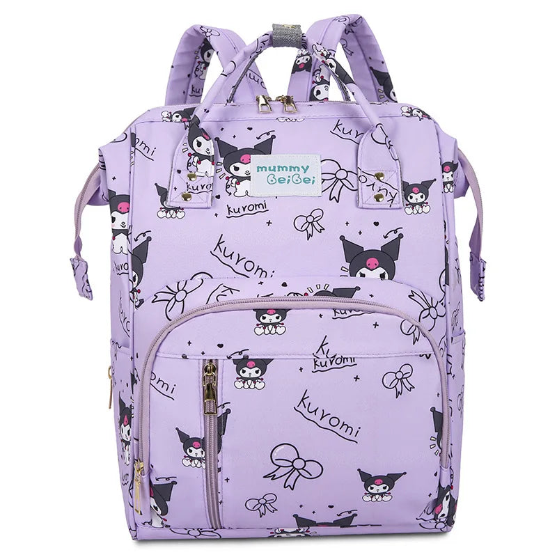 Kuromi New Diaper Bag Backpack Cartoon Cute Baby Diaper Bag Backpack Multifunctional Fashion Lightweight Baby Bag Large Capacity