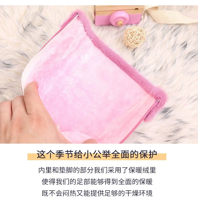 Disney Girls' Leather Boots Winter Cartoon Frozen Boots Zipper High Plush Princess Elsa Boots Warm Children's Boots Size 25-36