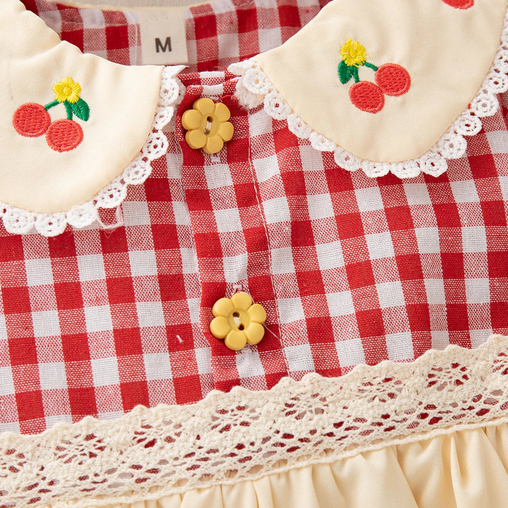 6-24 Months Spring And Autumn New Plaid Long Sleeved Baby Girl Dress, Rustic Style Children'S Clothing For Picnic Parties