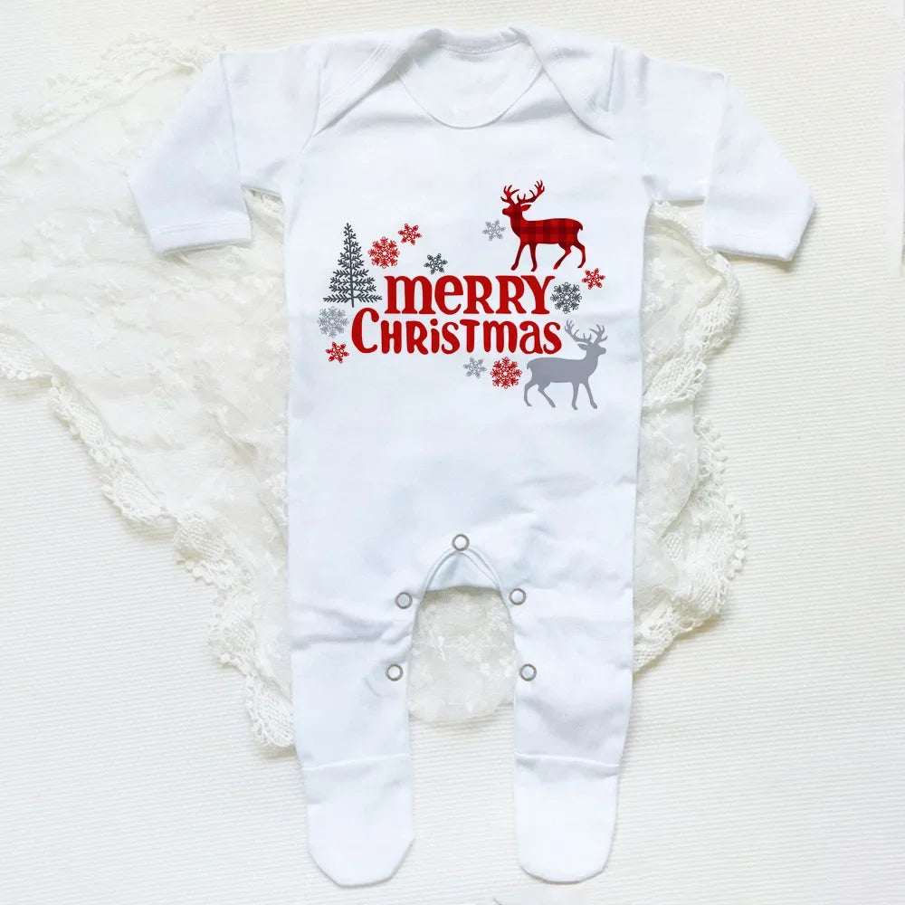 First Christmas Babygrow Sleepsuit Xmas Infant Sleepsuit Boys Girls Cute Clothes Toddler Christmas Gift Baby Xmas Party Outfits