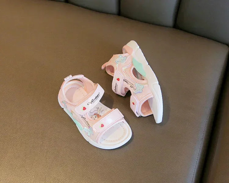 Girls Sandals Gladiator Cartoon Sweet Soft Children Beach Shoes Kids Summer Floral Sandals Princess Shoes Fashion Cute