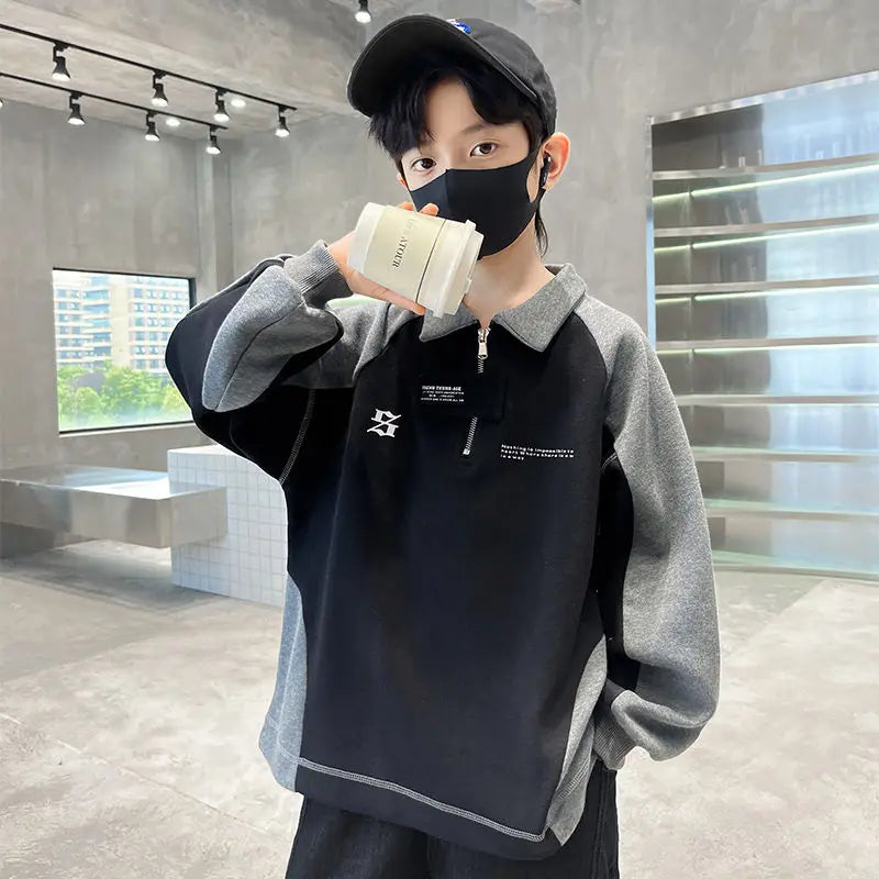 2025 New Arrival Boys' Base Layer Long Sleeve Top Spring Autumn Big & Mid Size Kids Stylish Cool Trendy Top