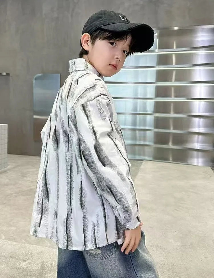 2025 New Boys' Spring Autumn Long Sleeve Shirt Toddler Boys Stylish Long Sleeve Shirt Trendy Design for Kids