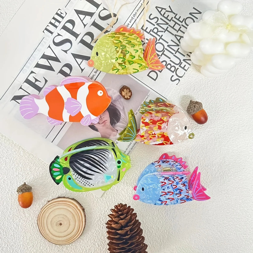 Cute Ocean Series Fish acetic acid Hair clip for women elegant Shark Clip Fashion Girl hair claw