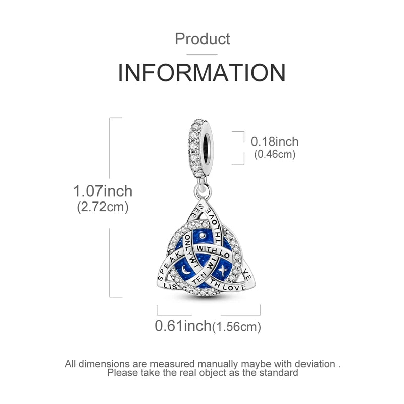 925 Sterling Silver Original Celtic Knots Charms Bead Earrings Ring Bracelet Necklace Series Jewelry Set For Women Men DIY Gift