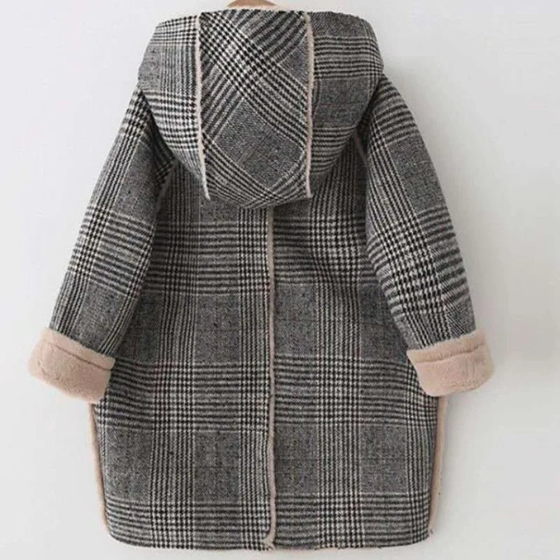 New Arrival 2025 Winter Kids Unisex Woolen Coat Faux Fur Lined Stylish Quilted Design Warmth Fashion for Children