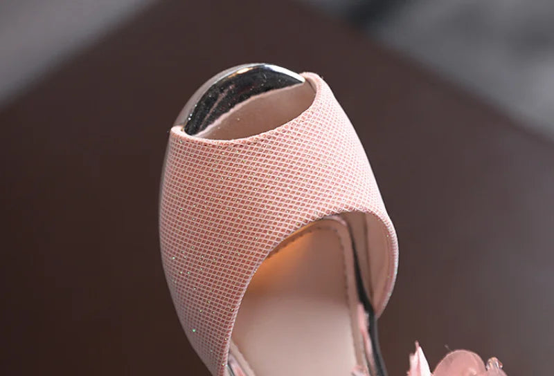 Girls Rhinestone Flower Shoes Low Heel Flower Wedding Party Dress Pump Shoes Princess Shoes For Kids Toddler