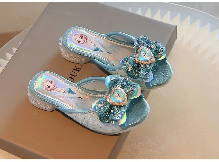 Disney Frozen Elsa Shoes For Girls Children Cartoon Princess Flats Kids Beach Home Shoes Inside Outside Slippers Size 26-36