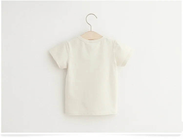 2025 Summer 2 3 4 6 8 10 Years Children Cotton Cartoon Star Bird Cat Rabbit Animal Print Short-Sleeve T-Shirt For Kids Baby Girl