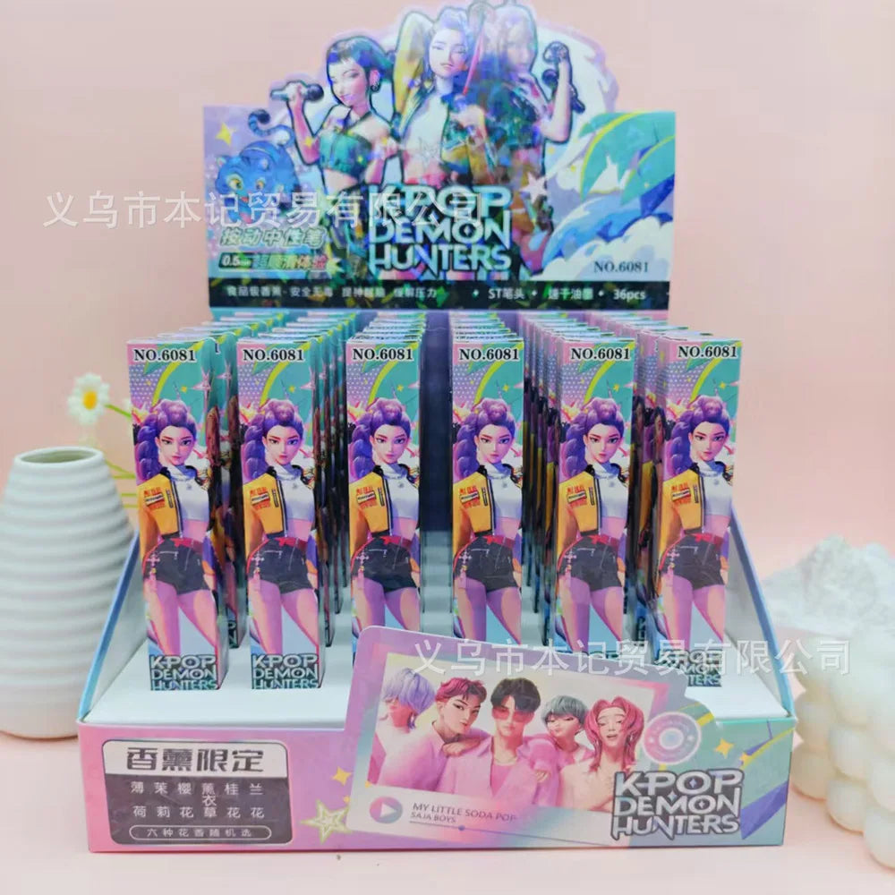 1/3/6/12/24Pcs KPop Demon Hunters Black Gel Pen Blind Box Student Writinng Pen Anime Figure Stationery Study Supplies Gift 0.5mm