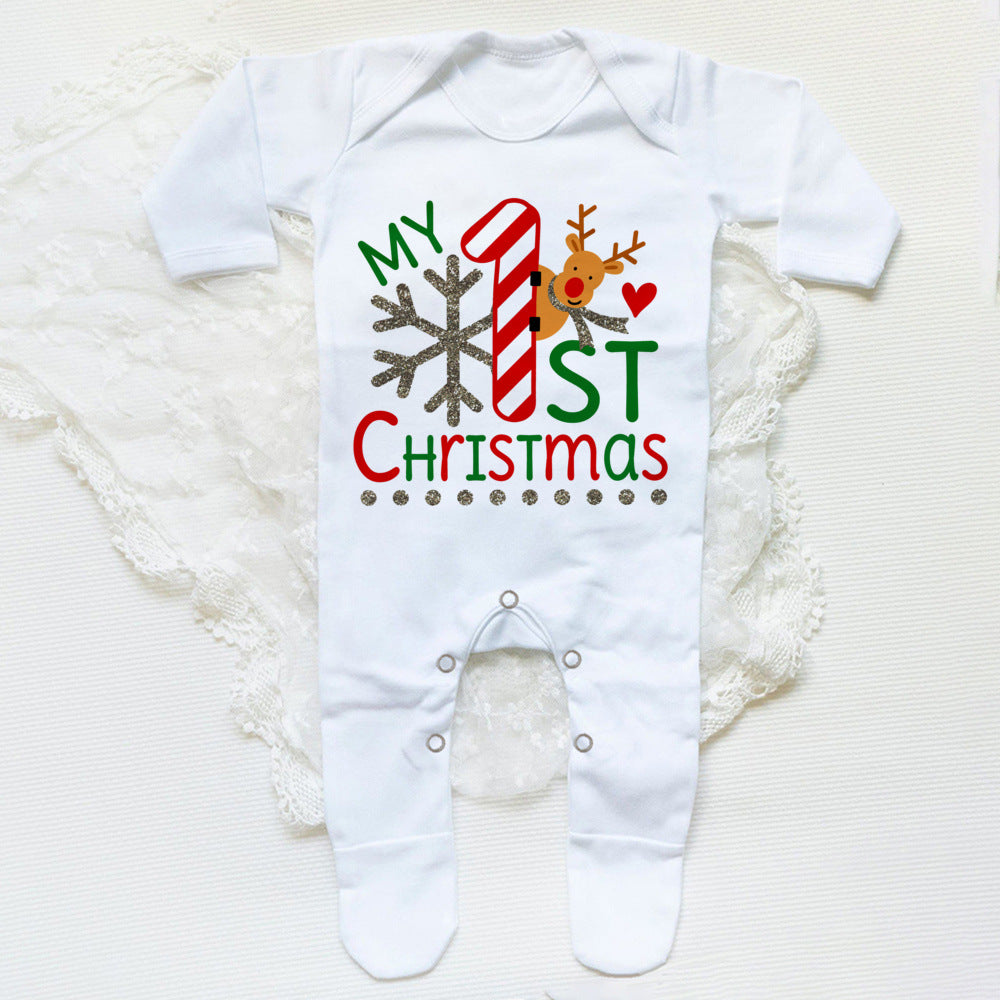1st Christmas Babygrow Sleepsuit Boys Girls Cute Clothes Baby First Christmas Gift Toddler Xmas Sleepsuit Baby White Bodysuit