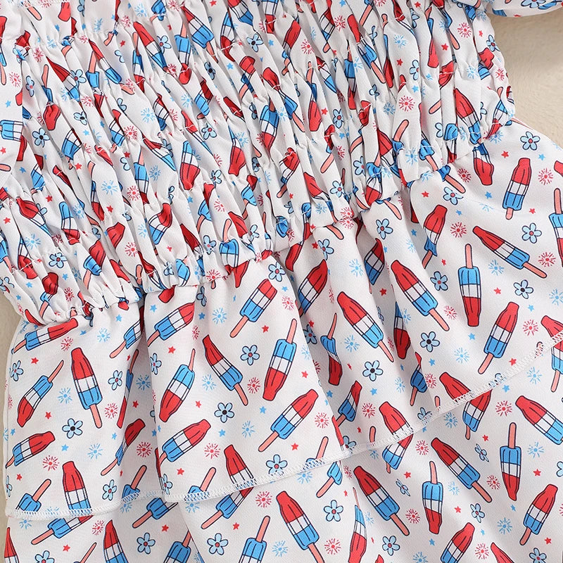 Baby Girl Summer Romper Sleeveless Watermelon Print Jumpsuit with Matching Bow Headband Infant Beach Outfit for 4th of July