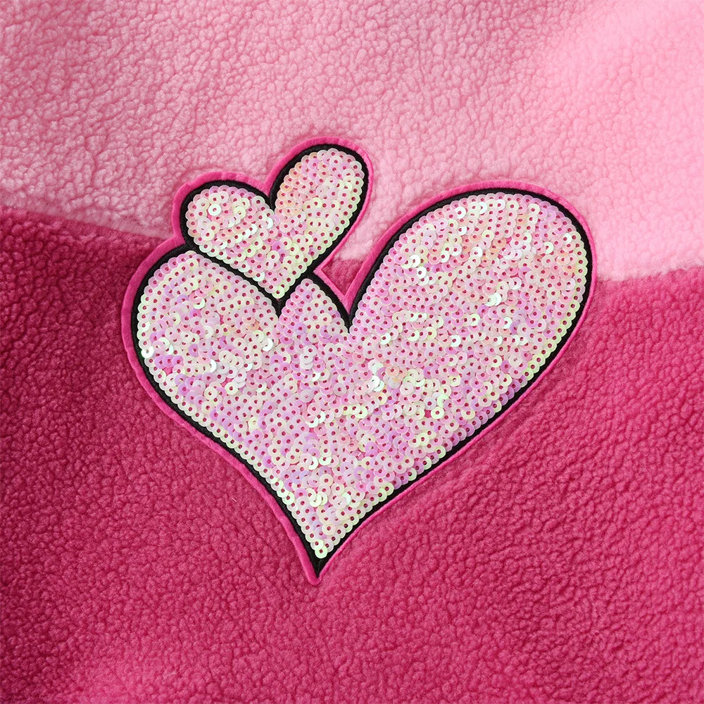 VIKITA Kids Fleece Hoodies Girls Autumn Winter Heart Sequined Hooded Sweatshirt Girls Striped Hoodies Outwear Coat Kids Clothes