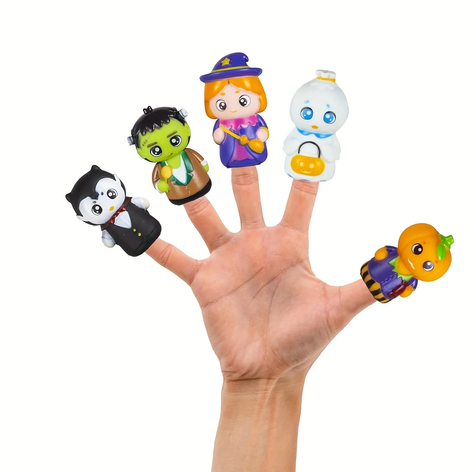Halloween Finger Puppets Ghost Vampire Witch Pumpkin Frankenstein Characters Finger Puppets Set for Party Favors Pretend Play
