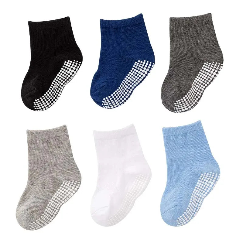 1/3/6/9/12 Pairs Kids Cotton Socks Sets for Baby Boys Girls 2025 White Non-slip Comfy Breathable Baby Trampoline Floor Socks
