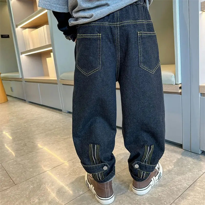 2025 New Boys' Denim Jeans 2025 Trendy Tween Boys Casual Long Pants Boys' Relaxed Fit Jeans Hot Sale