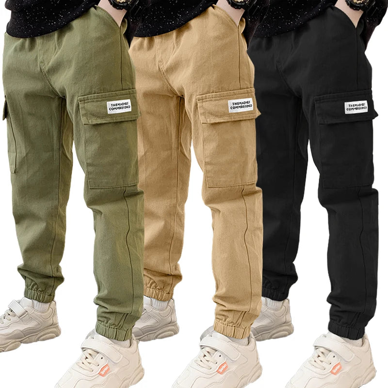 Boys Cargo Pants Spring Autumn Thick Boys Trousers Casual Kids Sport Pants Teenage Children Clothes For 5-12 Years