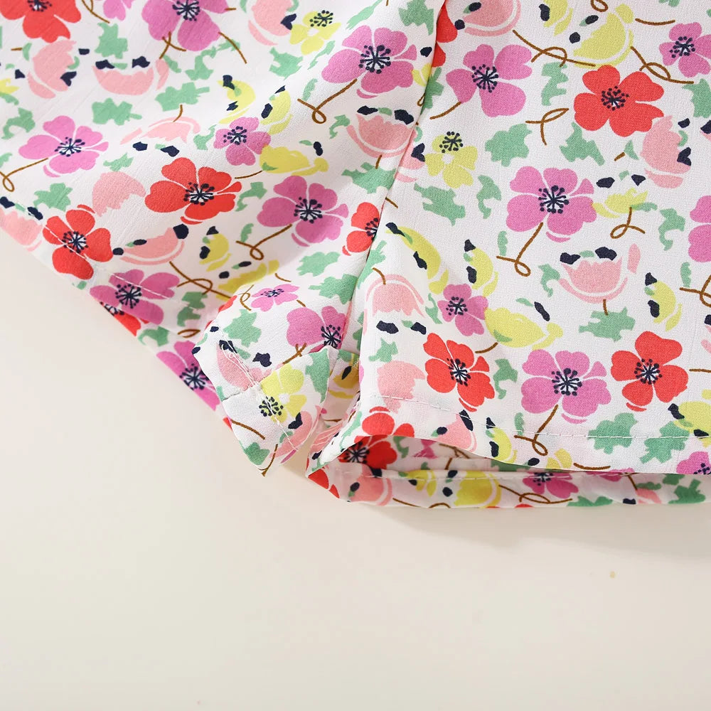 Summer New Floral Suspender Baby Girl Two-Piece Set, Beach Party Children'S Clothing Suitable For Babies Aged 9 Months - 3 Years