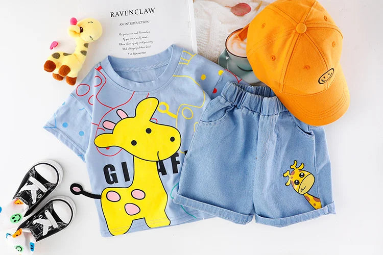 New Summer Baby Girls Clothes Suit Children Boys Fashion Cartoon T-Shirt Shorts 2Pcs/Sets Toddler Casual Costume Kids Tracksuits