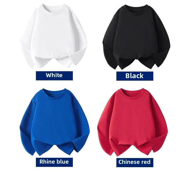 New children's long-sleeved T-shirt for boys, suitable for spring and autumn. Pure cotton upper garment for medium and large chi
