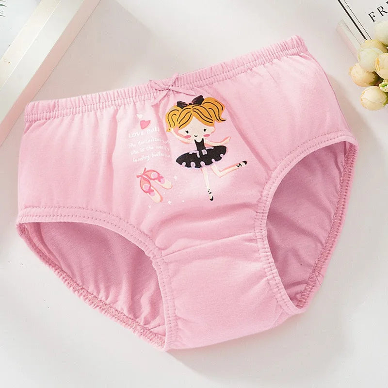 4Pcs/Set Little Girls' Cotton Panties Baby Toddler Soft Underwear softness Cute Pattern Kids Briefs Multipack
