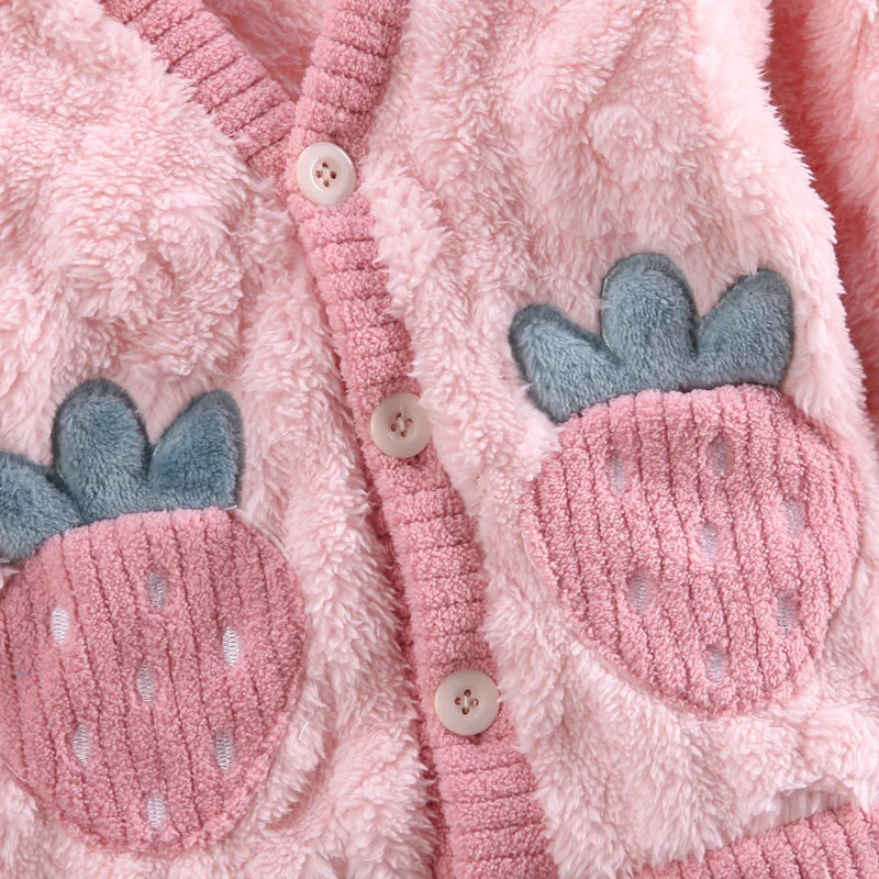 New Winter Baby Girls Clothes Suit Children Thick Warm Long Sleeved Pajama Top And Pants Toddler Casual Costume Kids Sleepwear